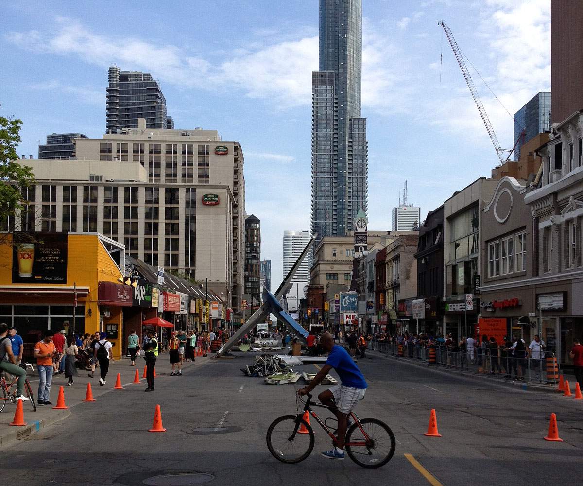 Props from 'Suicide Squad' - DC Comics/Warner Bros. upcoming film - are pictured on Toronto's Yonge Street on May 18, 2015.