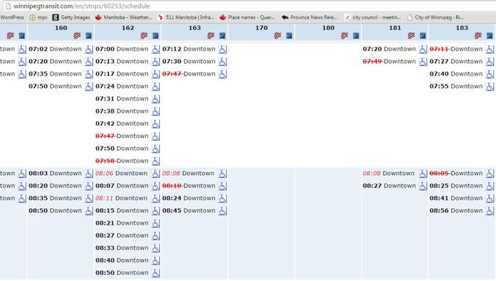 Winnipeg Transit cancellations
