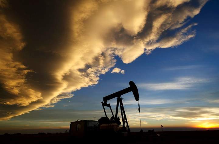 An oil well belonging to Cenovus Energy, near Brooks, Alberta.