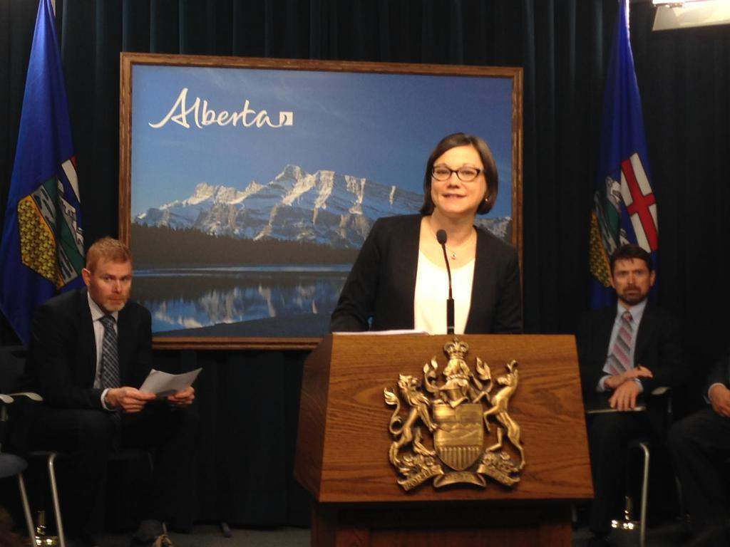 Environment Minister Shannon Phillips announces changes to Alberta's climate policy, June 2015.