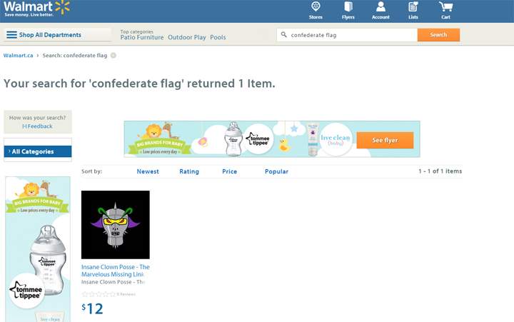 A search of Canadian Tire's website pulls up zero results for the confederate flag.