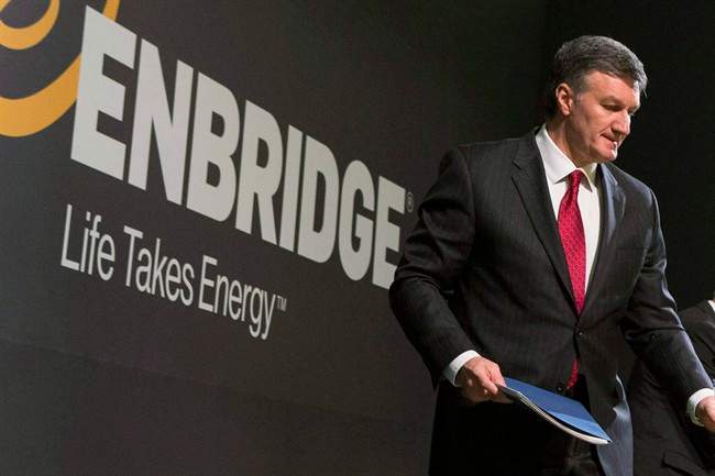 Enbridge President and CEO Al Monaco is pictured during the company's annual general meeting in Toronto on May 6, 2015. The National Energy Board says Enbridge's Line 9 pipeline must undergo tests along three densely populated segments of the line - two in Ontario and one in Quebec, before it's allowed to start up.