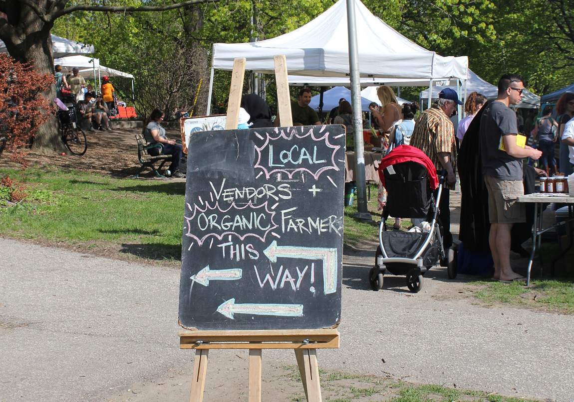 A sign at the Dufferin Grove Farmers' Market