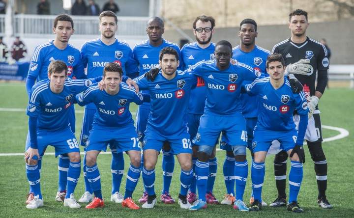 Louis Béland-Goyette with his team, FC Montreal.