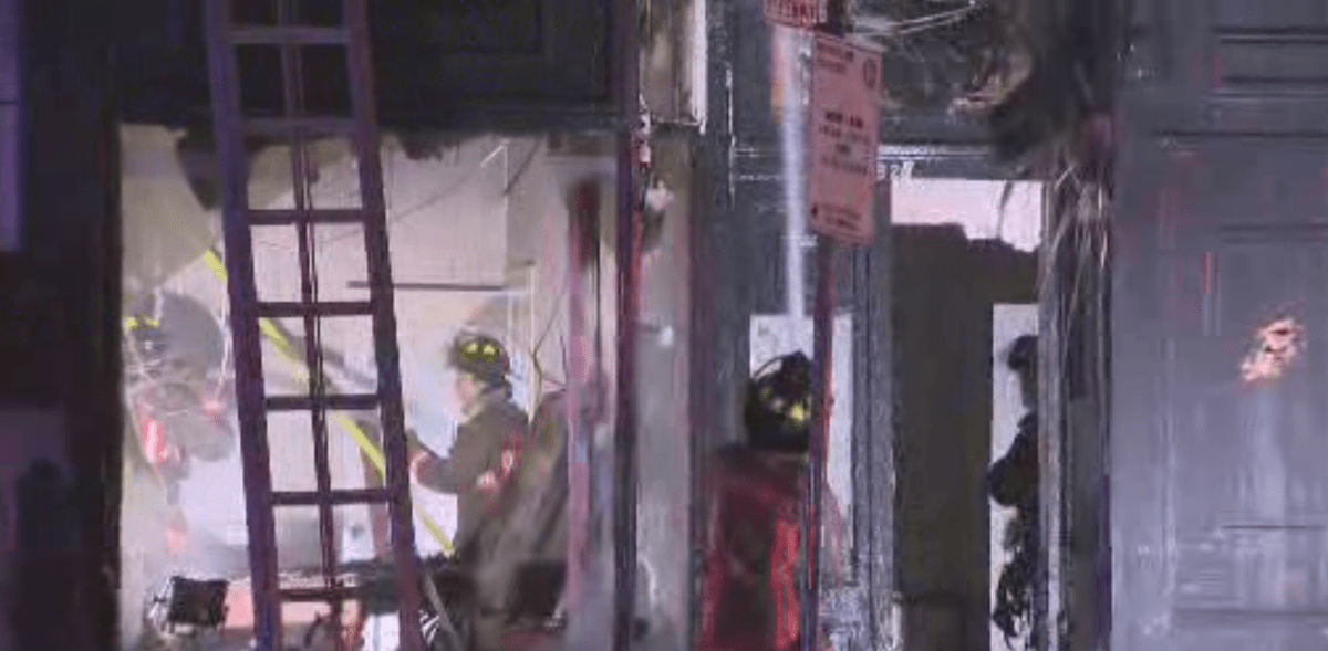 Toronto fire crews battle a blaze on George St. downtown.