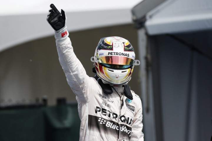 Lewis Hamilton, Mercedes AMG celebrates after winning the race. Canadian Formula One 1 Grand Prix, Circuit Gilles Villeneuve, Montreal, Canada - 07 Jun 2015.