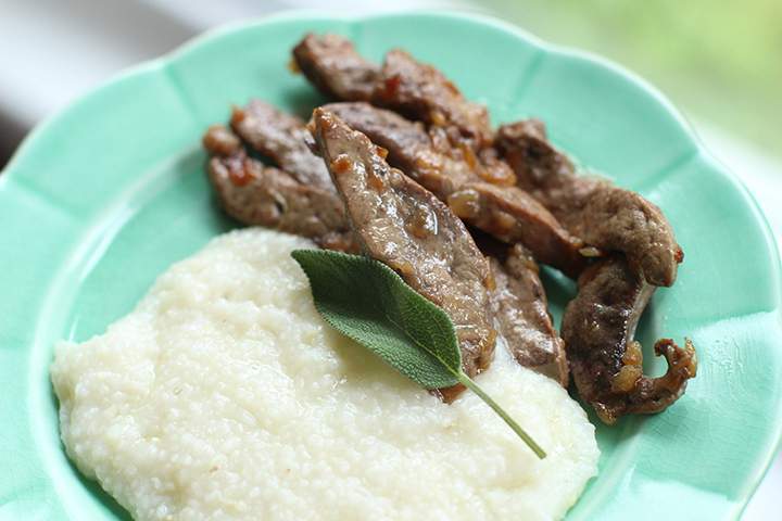 This June 1, 2015 photo shows fegato alla Veneziana in Concord, N.H. This recipe was adapted from Luca Dotti’s book “Audrey at Home.”