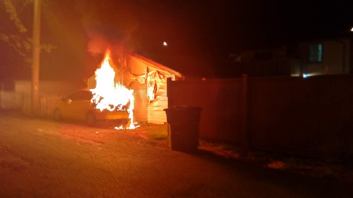A 2009 Prius burns in Vancouver on June 13, 2015. 
