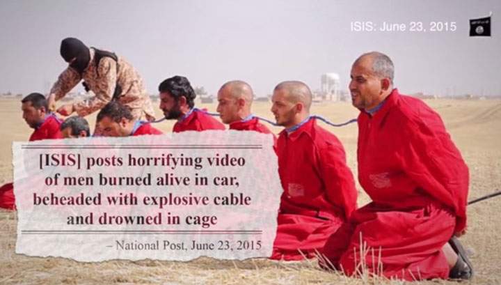 A still taken from a Conservative attack ad titled ‘Justin Trudeau on ISIS’.