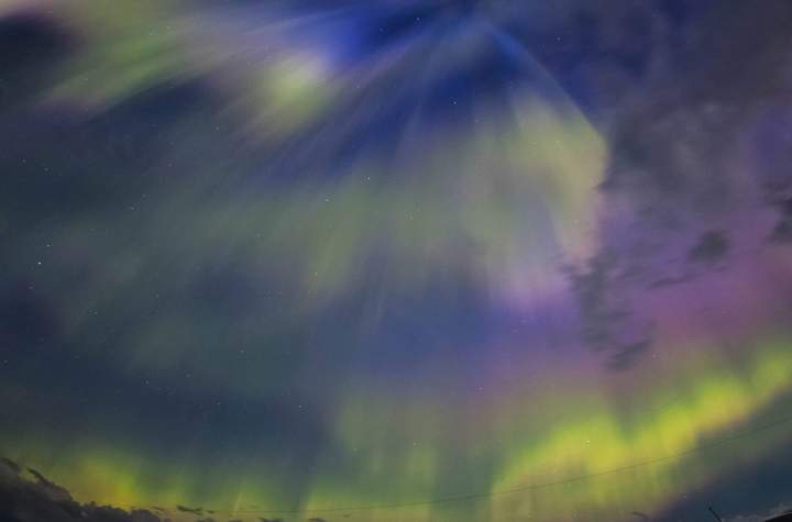 The northern lights erupt over Melville, Saskatchewan on the night of June 22-23 2015.