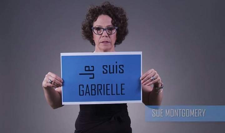 Former Montreal Gazette reporter Sue Montgomery is supporting the anti-violence campaign #jesuisgabrielle.