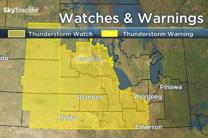 Severe thunderstorm watch issued for southwestern Manitoba - image