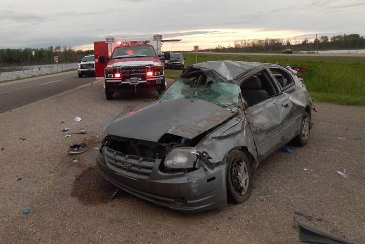 Saskatchewan RCMP say alcohol may have been a factor in a rollover near Maidstone that sent a two-year-old child to hospital Friday.