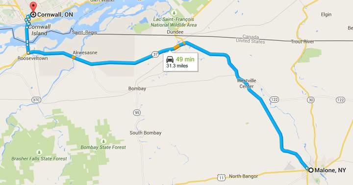 Cornwall Island is the closest border crossing to Malone, New York where law enforcement officials are searching for the escaped killers.
