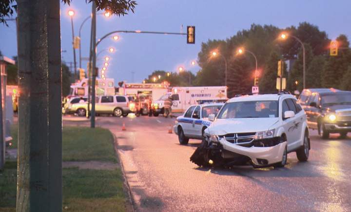 Saskatoon police have charged a driver for failing to yield after a two vehicle crash on 8th Street Friday night.
