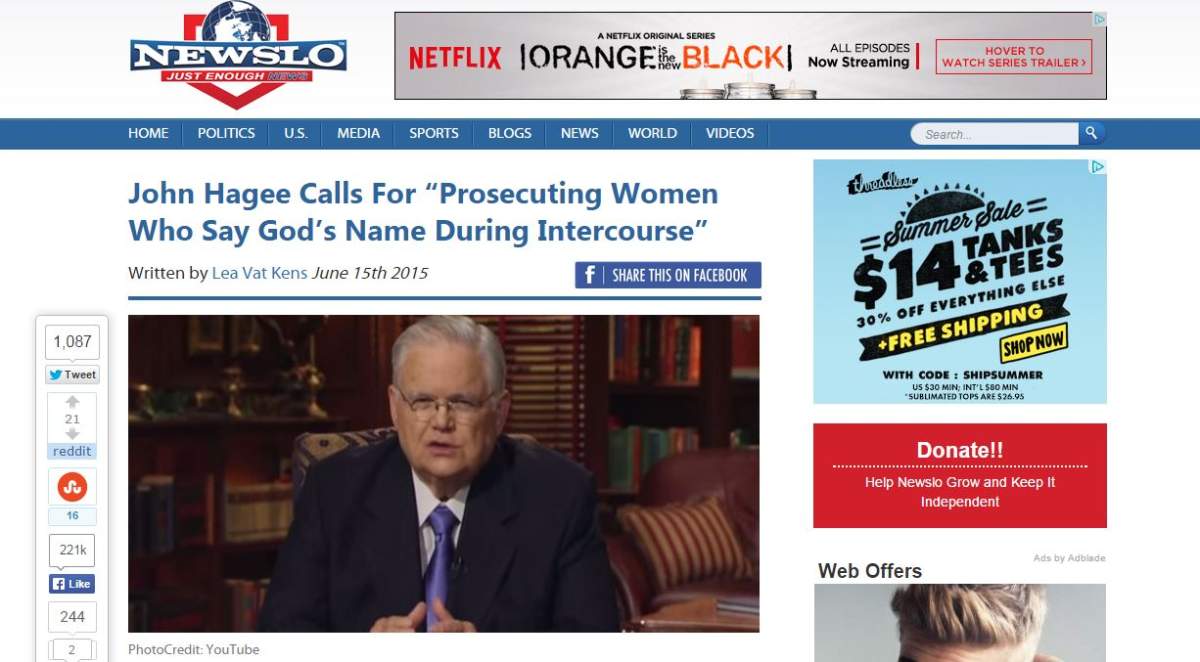 Women who say ‘oh God’ during sex should be jailed, and other fake things online this week - image
