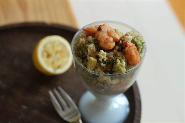 Shrimp and quinoa combine for an easy robust summer salad