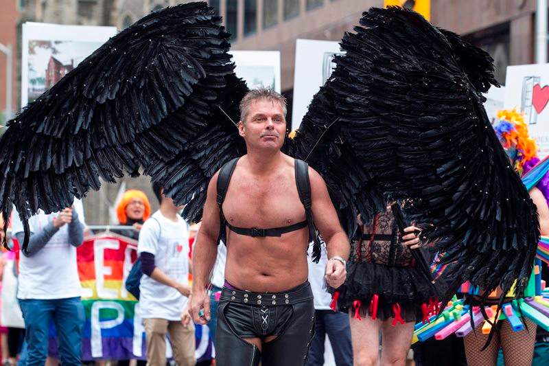 Wayne Nurse from Newfoundland walks the route during Toronto’s Pride Parade on Sunday, June 28, 2015.