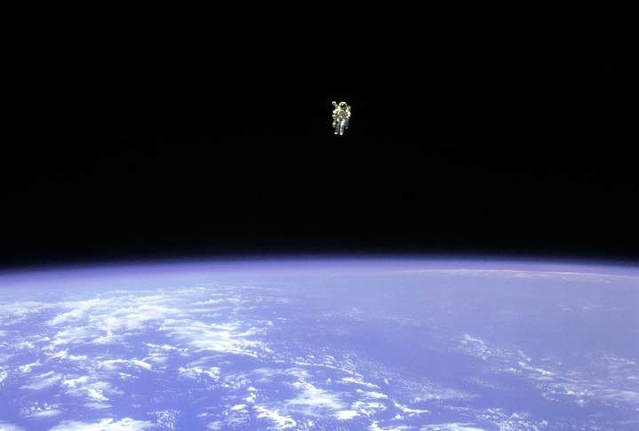 On Feb. 12, 1984, astronaut Bruce McCandless travelled further away from the safety of his ship than any other astronaut. Using a jet-propelled backpack McCandless "flew" 320 feet away from the space shuttle Endeavour.