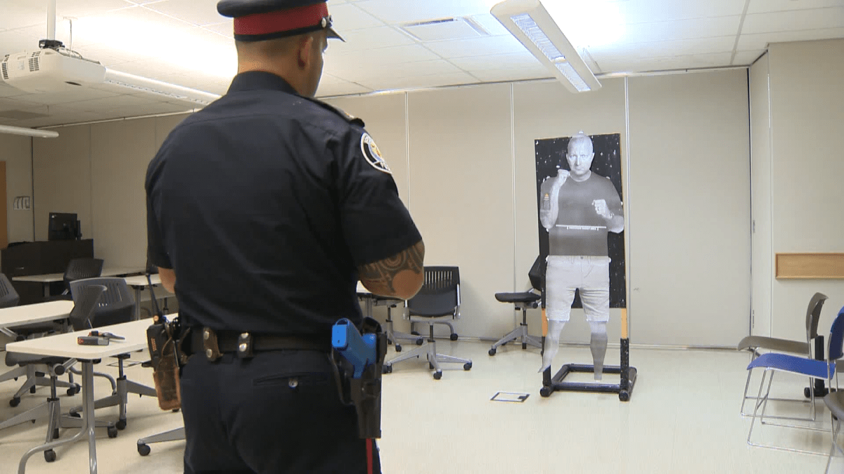 Taser training with a target at Toronto Police College.