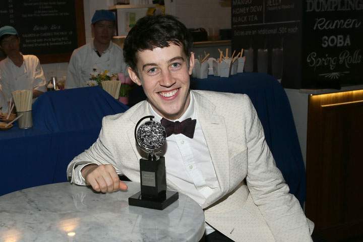 Alex Sharp, posing with his Tony Award on June 7, 2015.