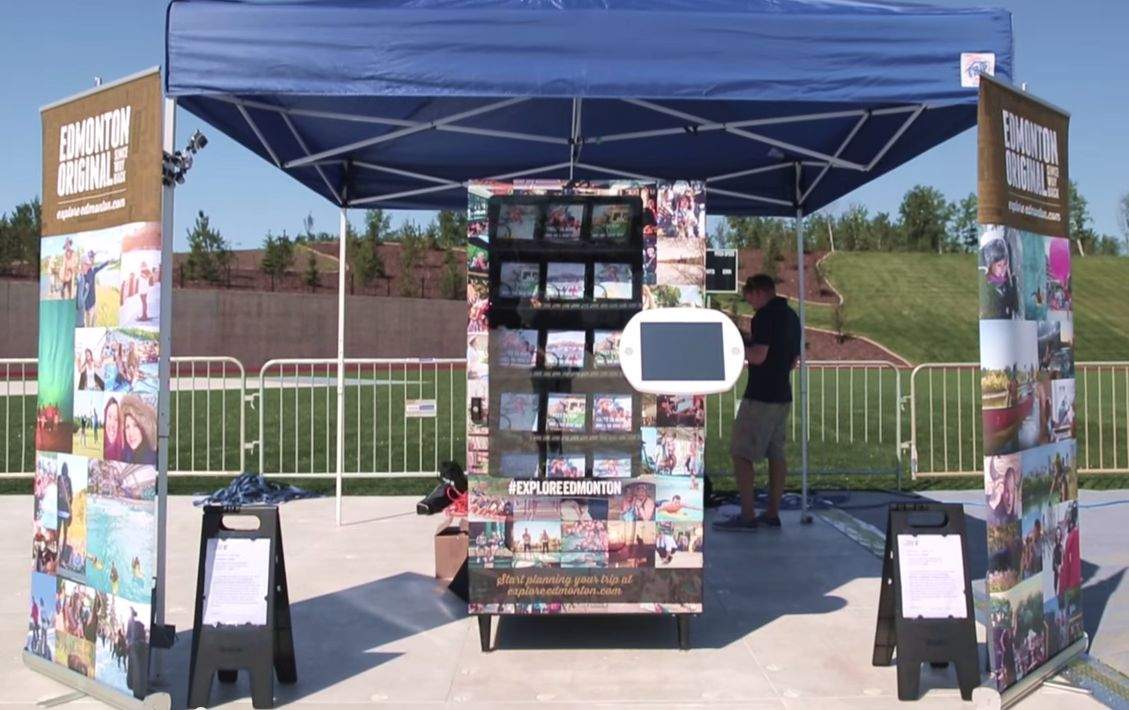 Edmonton Tourism's Twitter-activated vending machine in Fort McMurray on June 27, 2015.