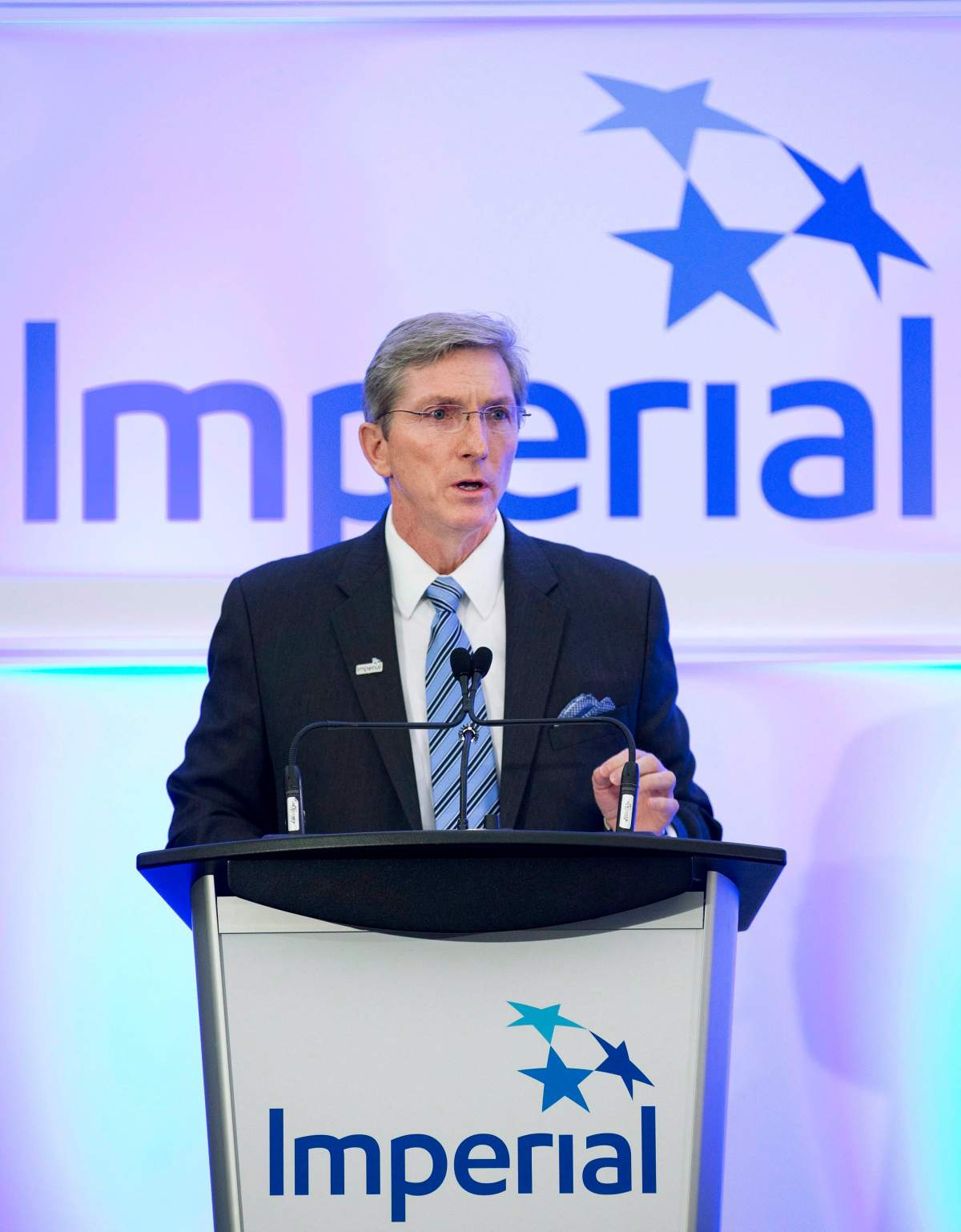 Imperial Oil Chairman, President & CEO Rich Kruger speaks at the company's annual general meeting in Calgary, Alta., Thursday, April 30, 2015.