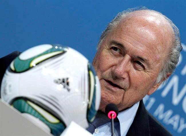 File- This June 1, 2011, Swiss FIFA President Joseph (Sepp) Blatter speaks during a press conference after the 61st FIFA Congress in Zurich, Switzerland. 