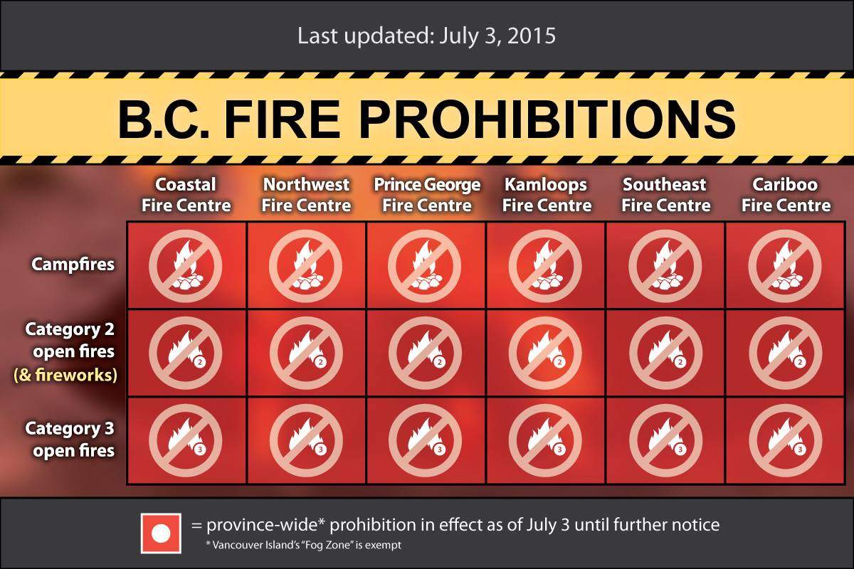 Ban issued for all campfires, fireworks, open burning throughout B.C. - image
