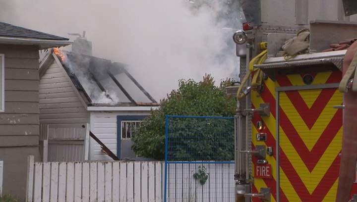 Saskatoon firefighters battle two early morning fires within a two hour period including one at 338 Ave. J South.