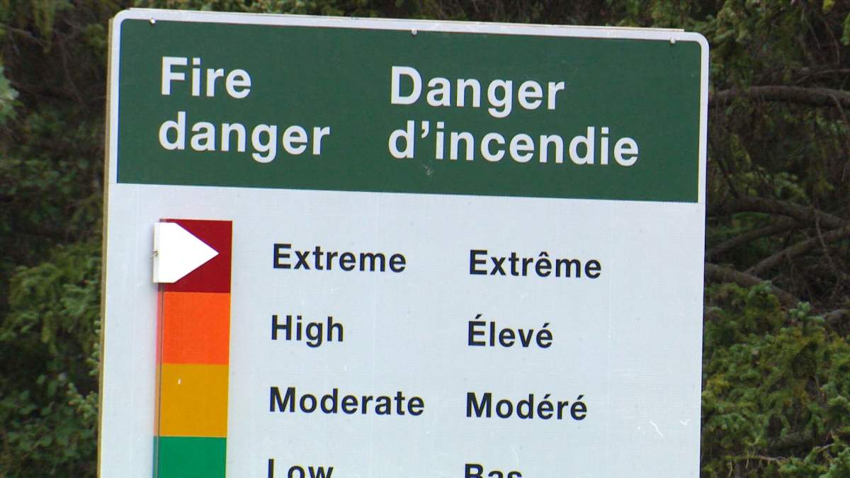 A sign showing the extreme fire danger rating.