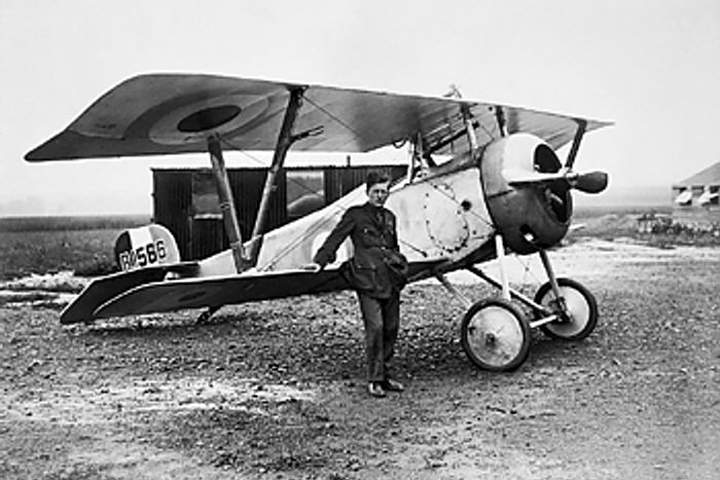 Billy Bishop, pictured with his Nieuport 17 fighter plane.