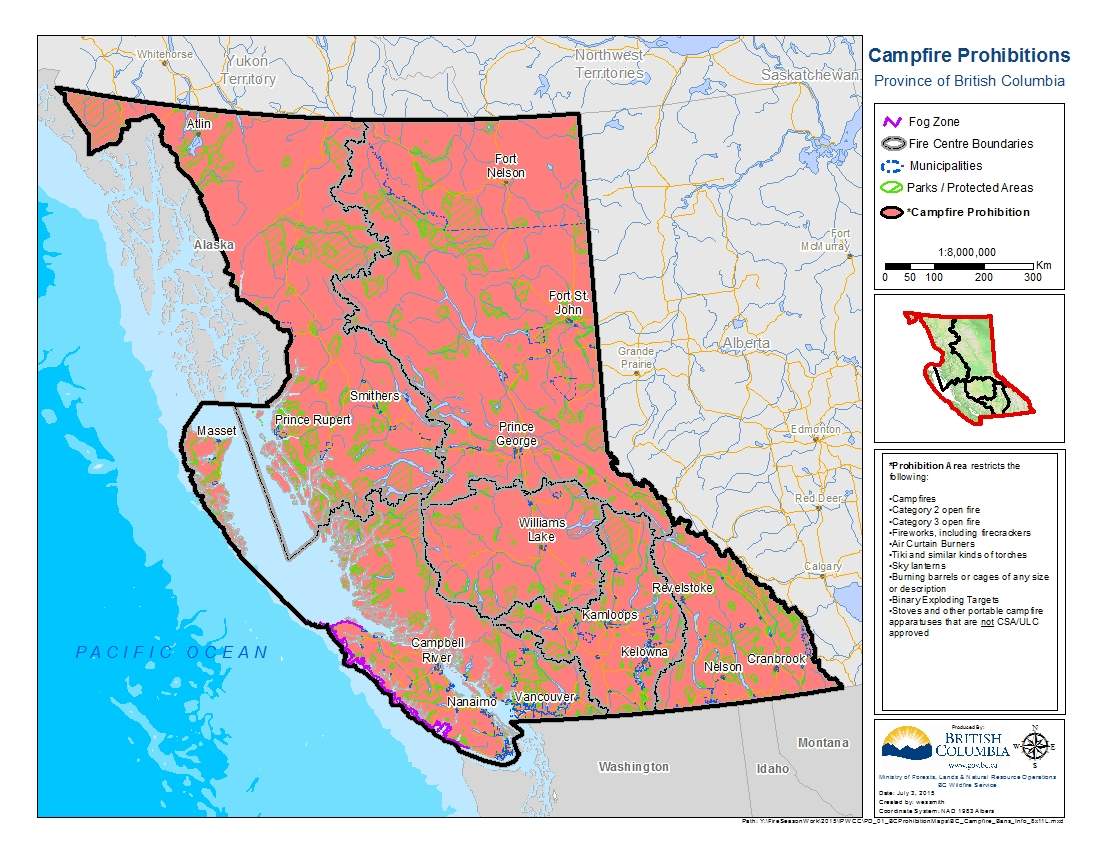 Ban issued for all campfires, fireworks, open burning throughout B.C. - image