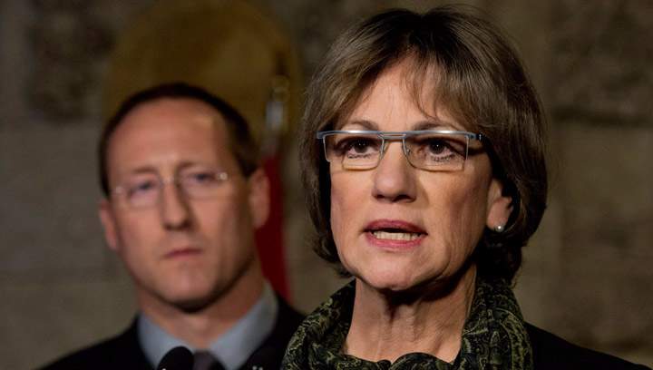 Justice Minister Peter MacKay looks on as Minister of State (Foreign Affairs and Consular)Lynne Yelich speaks in the Foyer of the House of Commons Tuesday November 19, 2013 in Ottawa. Yelich lost the CPC nomination in new Saskatoon-Grasswood riding on Monday, July 13, 2015.
