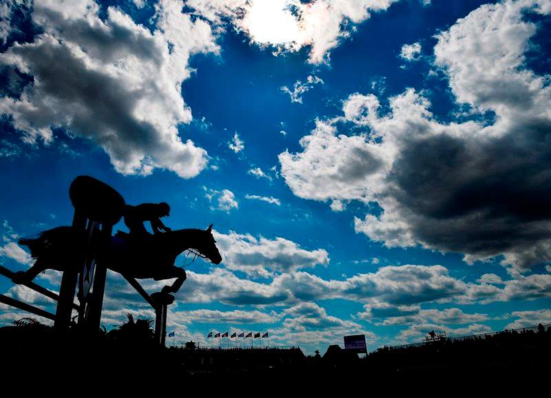Eric Lamaze of Canada competes in the equestrian team jumping during the Pan American Games in Caledon, Ont., on Thursday, July 23, 2015. Canada won gold. 