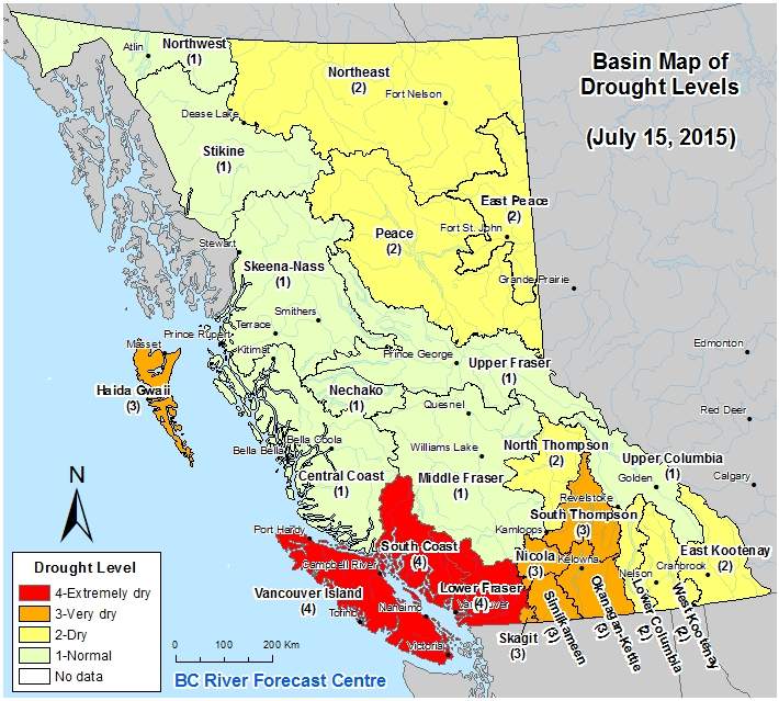 South Coast increases drought rating to Level 4; fishing banned on some Interior rivers - image