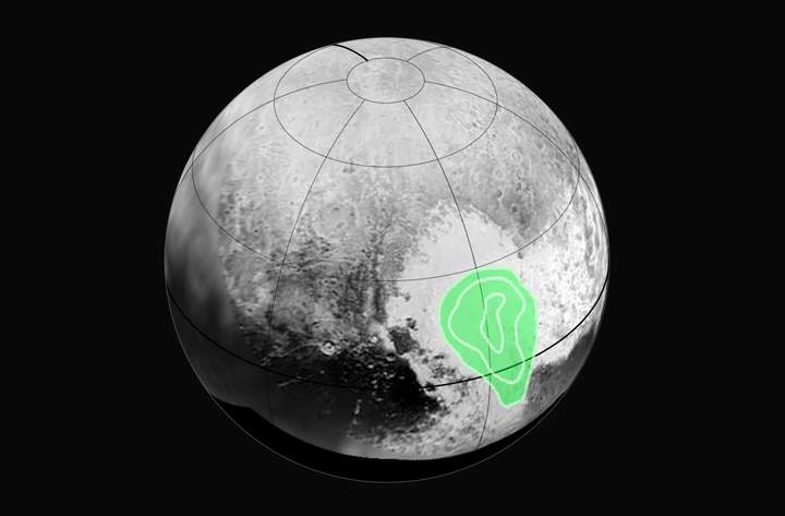 Peering closely at the “heart of Pluto,” in the western half of what mission scientists have informally named Tombaugh Regio (Tombaugh Region), New Horizons’ Ralph instrument revealed evidence of carbon monoxide ice.