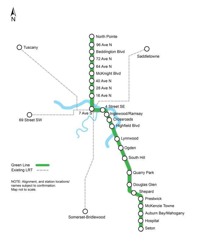 Green line map Calgary