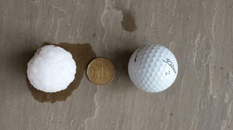 Hail reported in the Mapleridgea area.