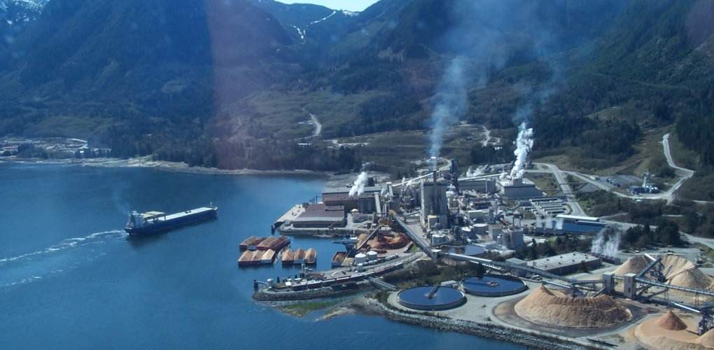 The Howe Sound Pulp and Paper Mil, which announced the end of its paper production operations on July 23, 2015.