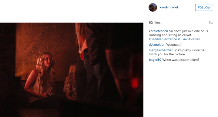 Photographer Karel Chladek captures Jennifer Lawrence on a night out in Montreal.