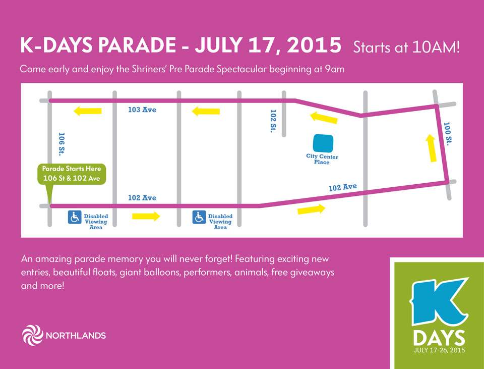 The K-Days Parade route for the 2015 event.