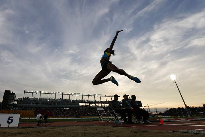 Bahamas’ Bianca Stuart competes in the women’s long jump during the Pan Am Games Friday, July 24, 2015, in Toronto.