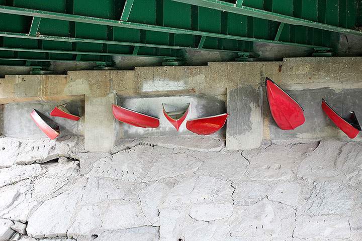 Art installations are pictured along the Pan Am Path on the Lower Don River trail, July 8, 2015.