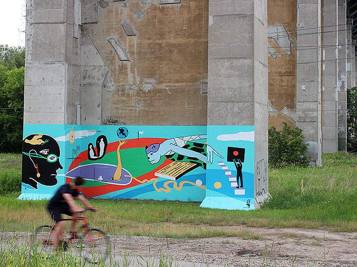 Art installations are pictured along the Pan Am Path on the Lower Don River trail, July 8, 2015.