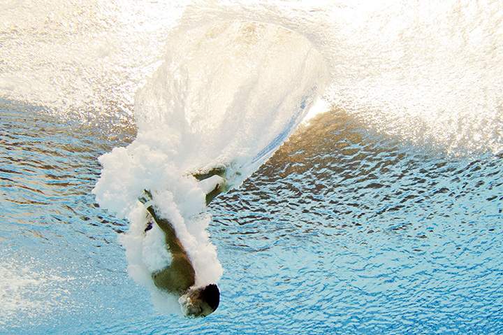 Jeinkler Aguirre of Cuba is seen competing in the men’s 10m Platform Preliminary during the Toronto 2015 Pan American Games on July 12, 2015.