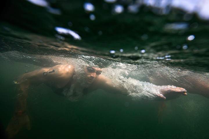 Canada’s Eric Hedlin swims during the men’s 10km Open Water Swimming competition at the Pan Am Games in Toronto on Sunday, July 12, 2015.