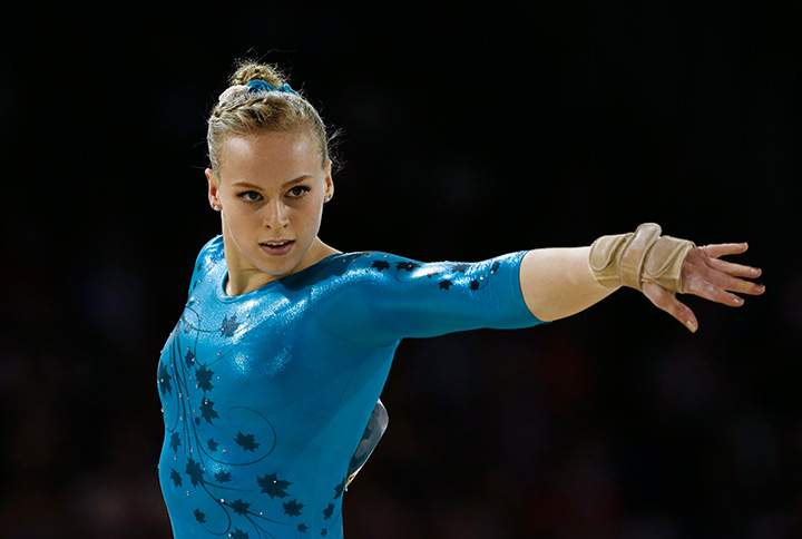 Canada’s Ellie Black performs the floor exercise during women’s artistic gymnastics all-around competition in the Pan Am Games in Toronto on Monday, July 13, 2015.