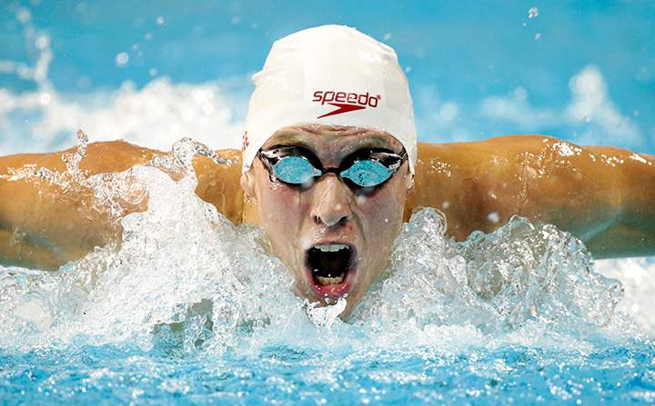 Canada’s Alec Page competes during the men’s preliminary 200-meter butterfly swimming event at the Pan Am Games Tuesday, July 14, 2015, in Toronto.
