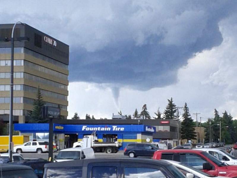 Photo of a funnel cloud spotted around 1 p.m. MT